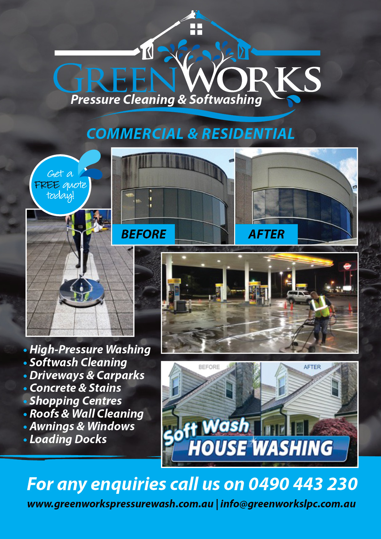 Greenworks 8pp Pressure Cleaning A4 Brochure P1 copy
