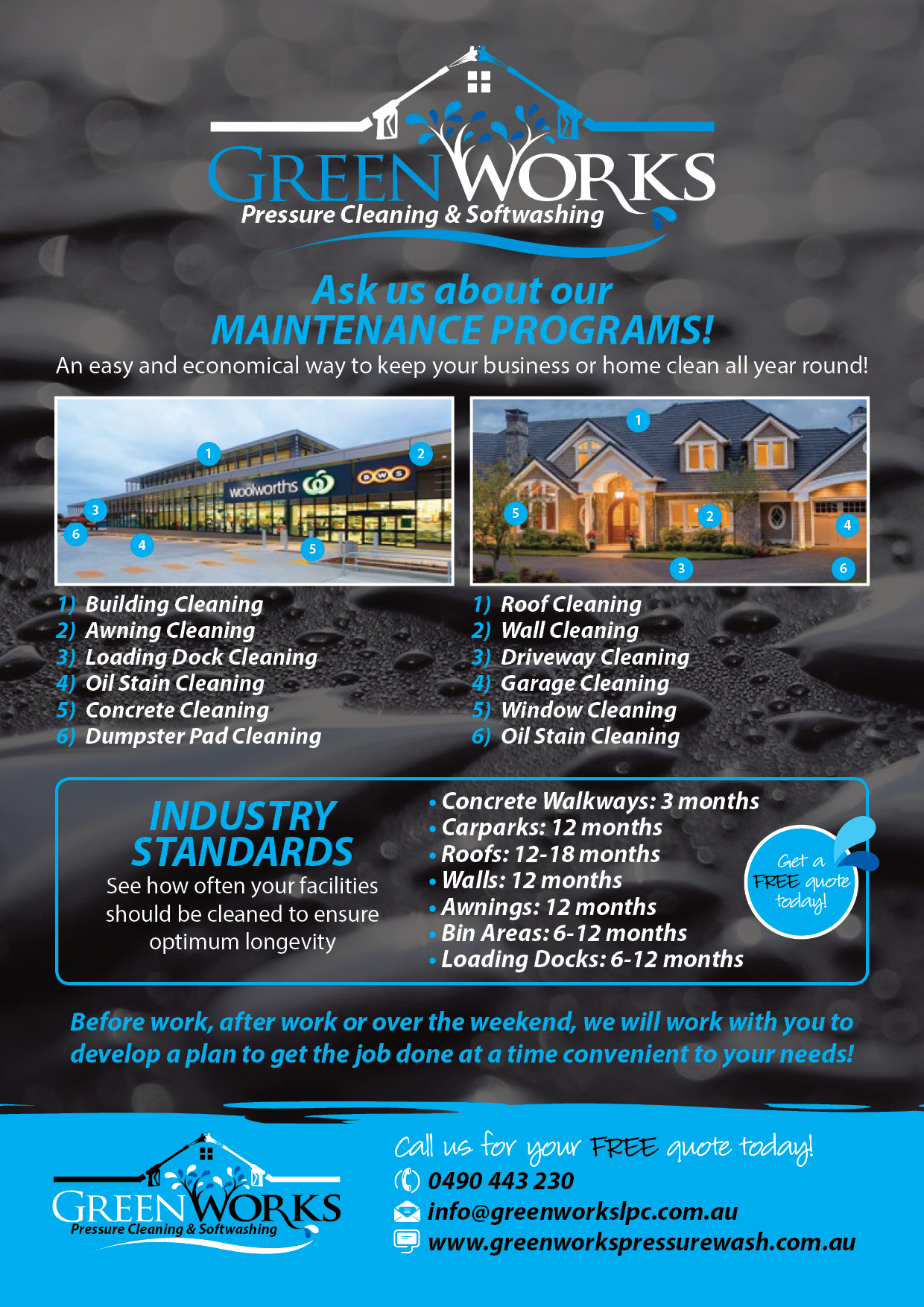 Greenworks 8pp Pressure Cleaning A4 Brochure P6 copy